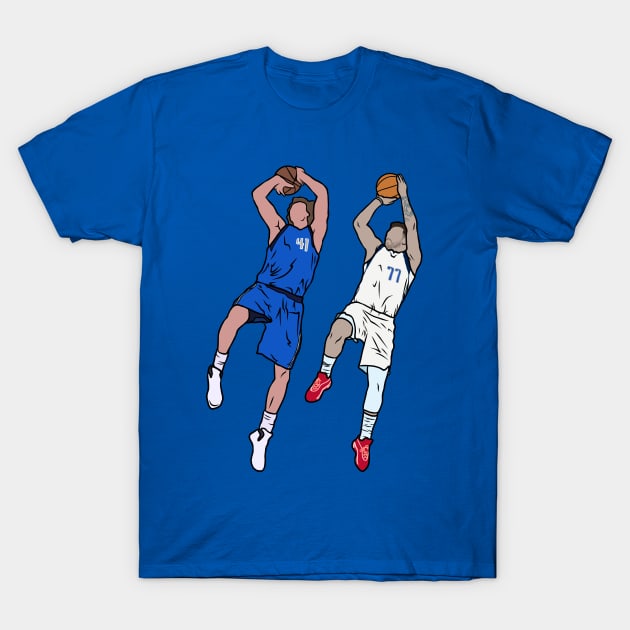 Dirk Nowitzki and Luka Doncic Fadeaway T-Shirt by rattraptees